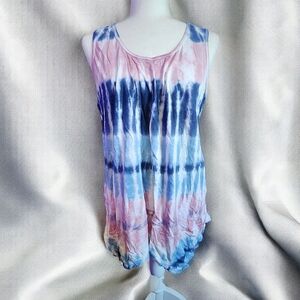 Tie-Dye Sleeveless Women's Top - Blue and Pink Size M